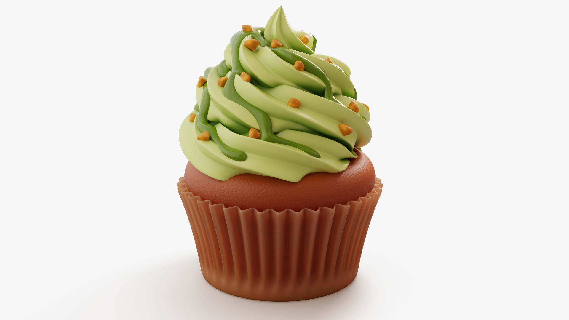 Pistachio Cupcake with Topping 3D model_4