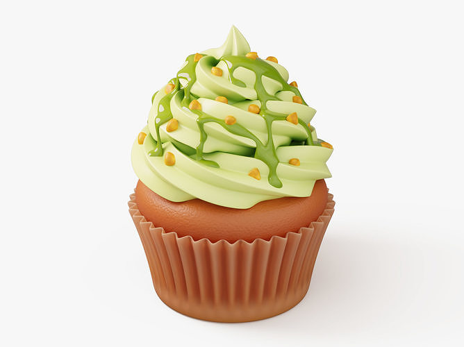 Pistachio Cupcake with Topping 3D model