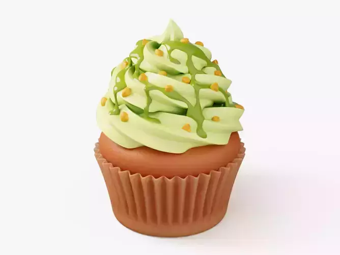 Pistachio Cupcake with Topping 3D model