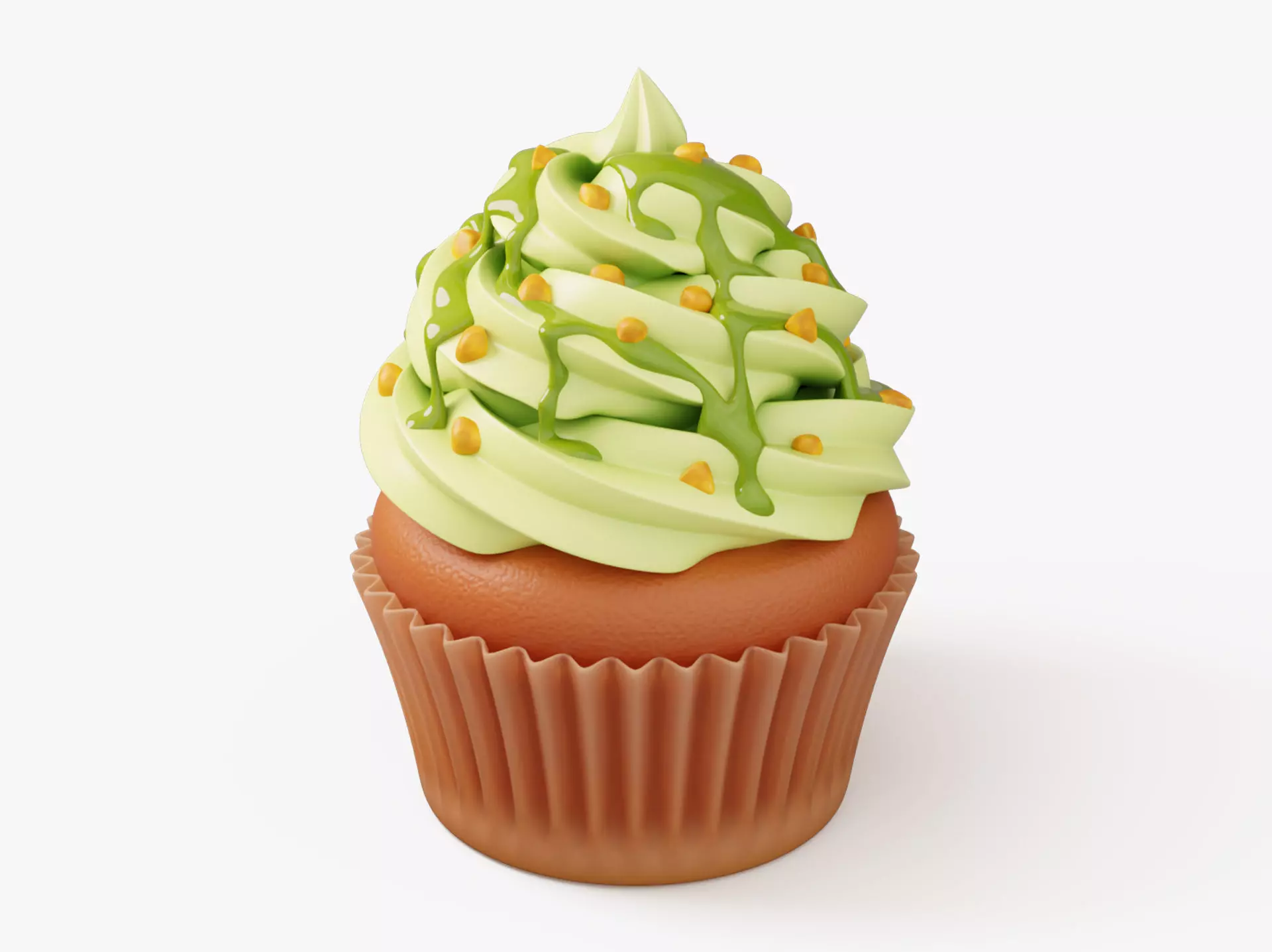 Pistachio Cupcake with Topping 3D model_0
