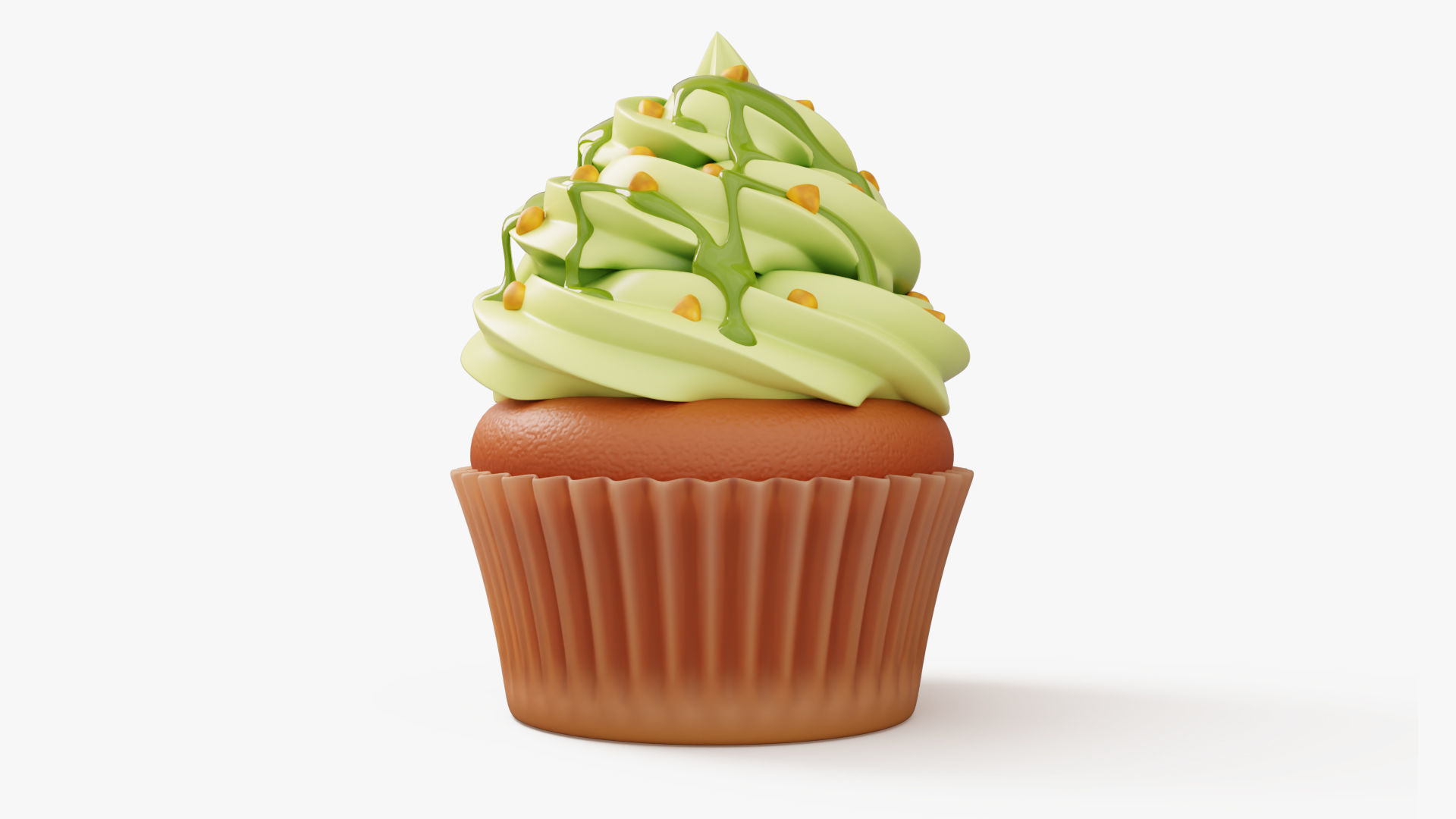 Pistachio Cupcake with Topping 3D model_2