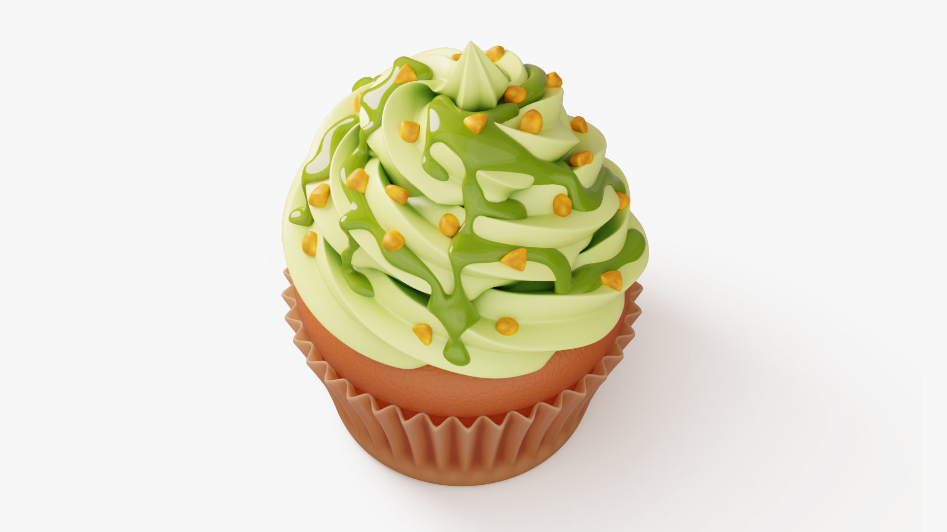 Pistachio Cupcake with Topping 3D model_3