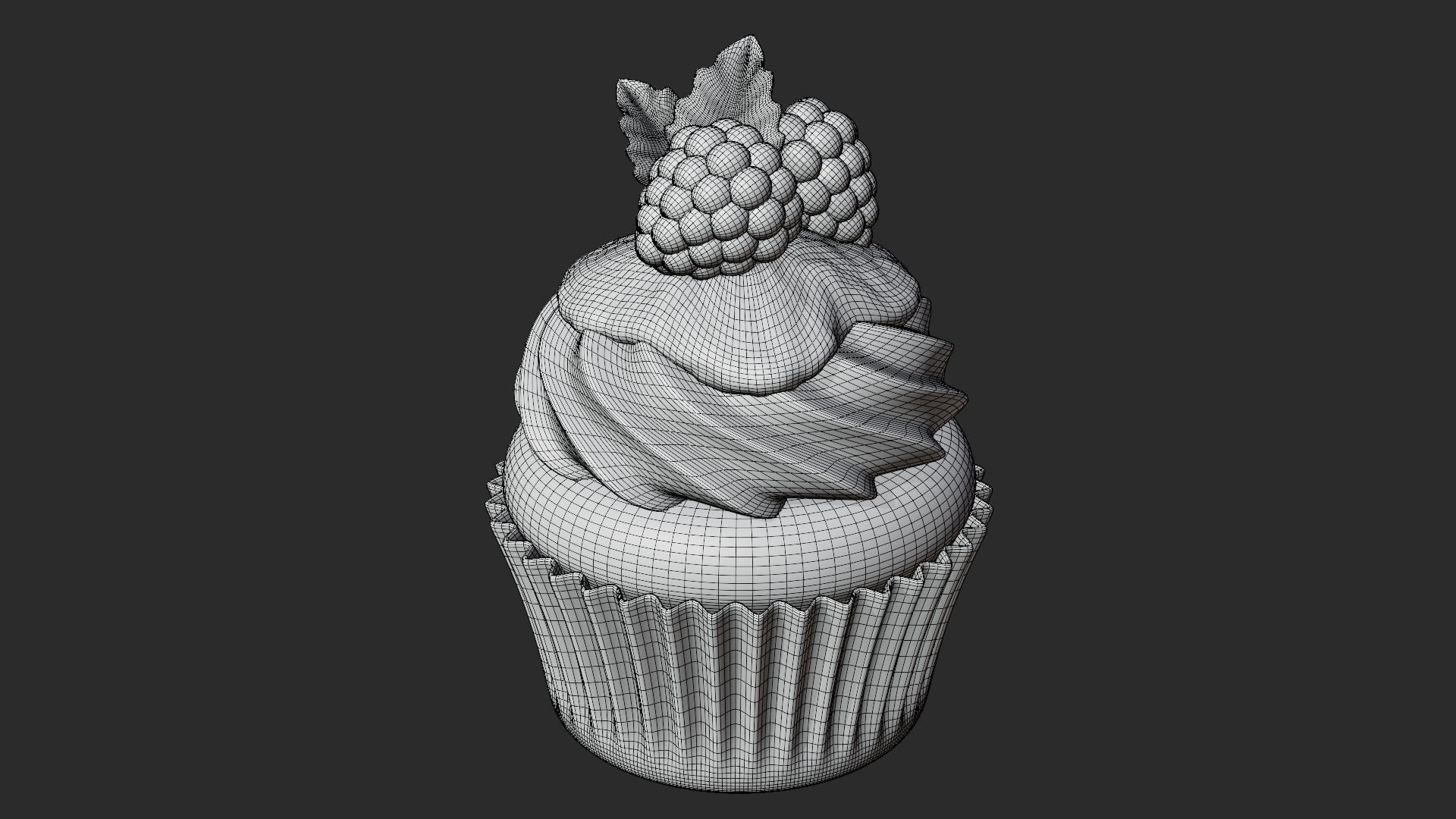 Raspberry Cupcake with Glaze 3D model_6