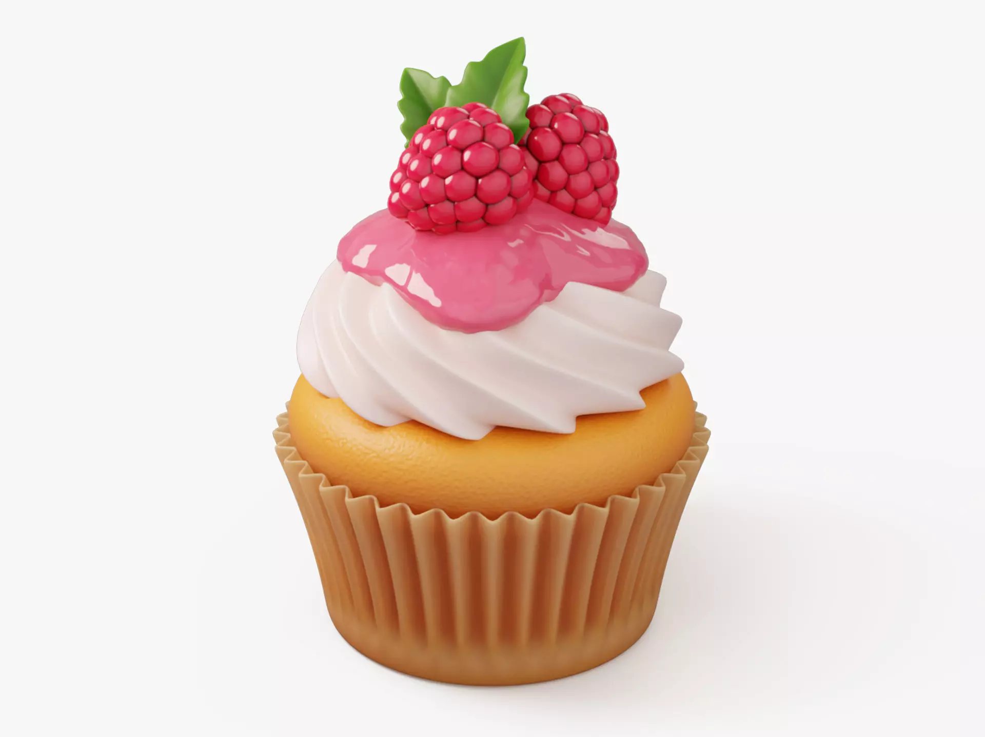 Raspberry Cupcake with Glaze 3D model_0