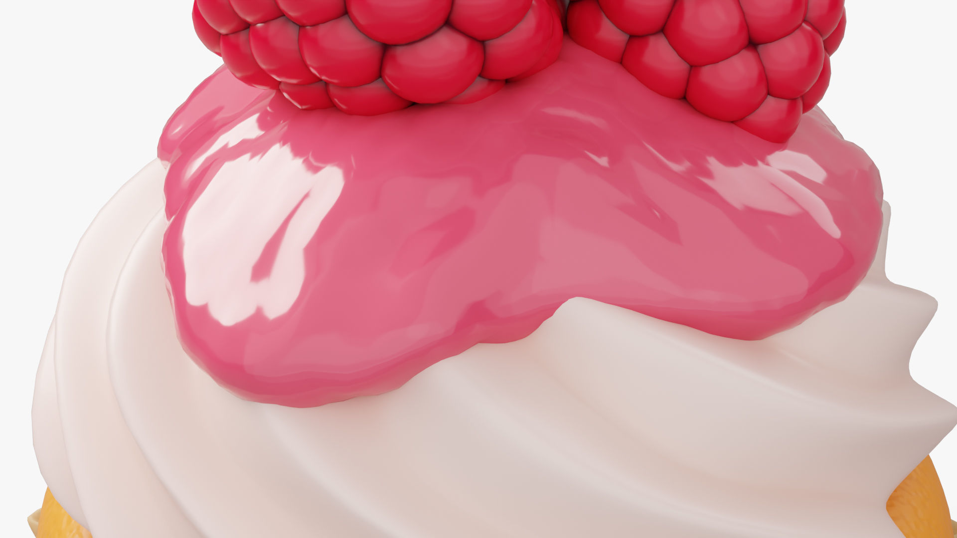 Raspberry Cupcake with Glaze 3D model_5