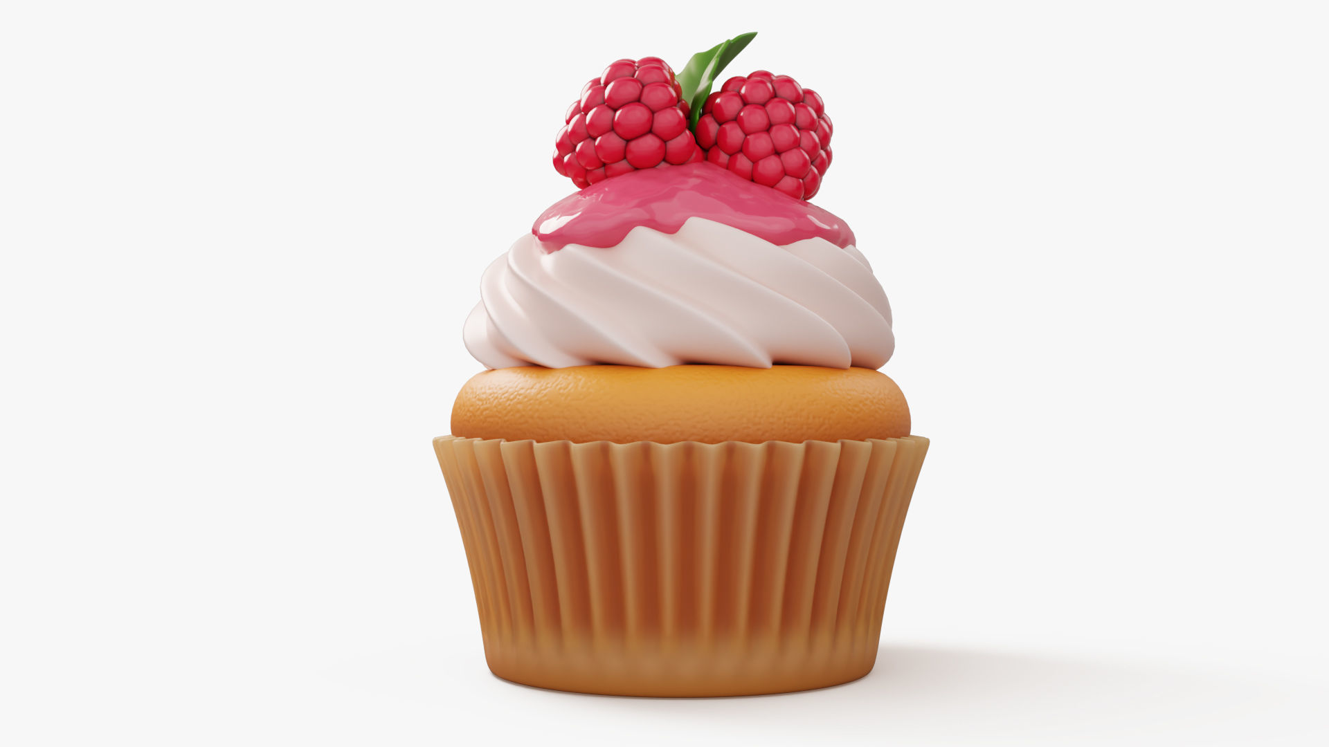 Raspberry Cupcake with Glaze 3D model_2