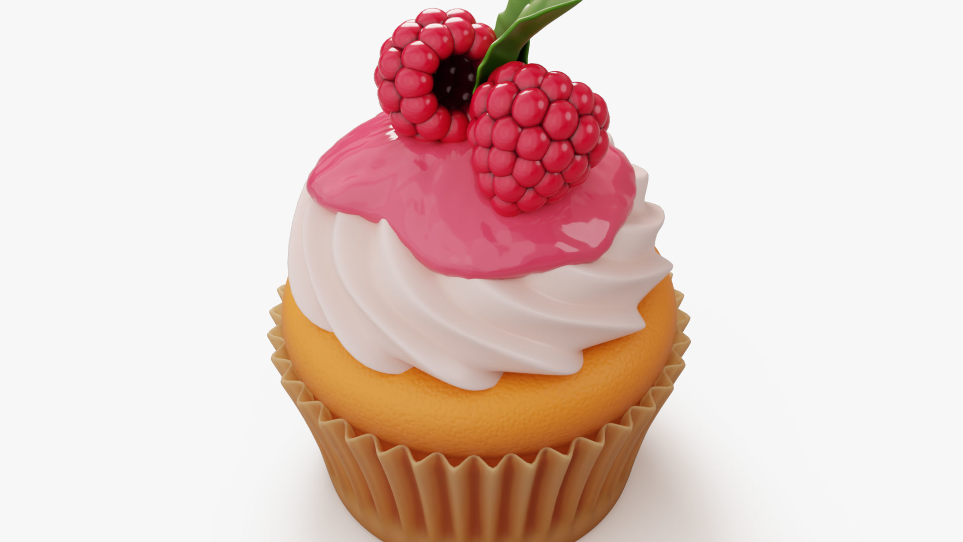 Raspberry Cupcake with Glaze 3D model_4