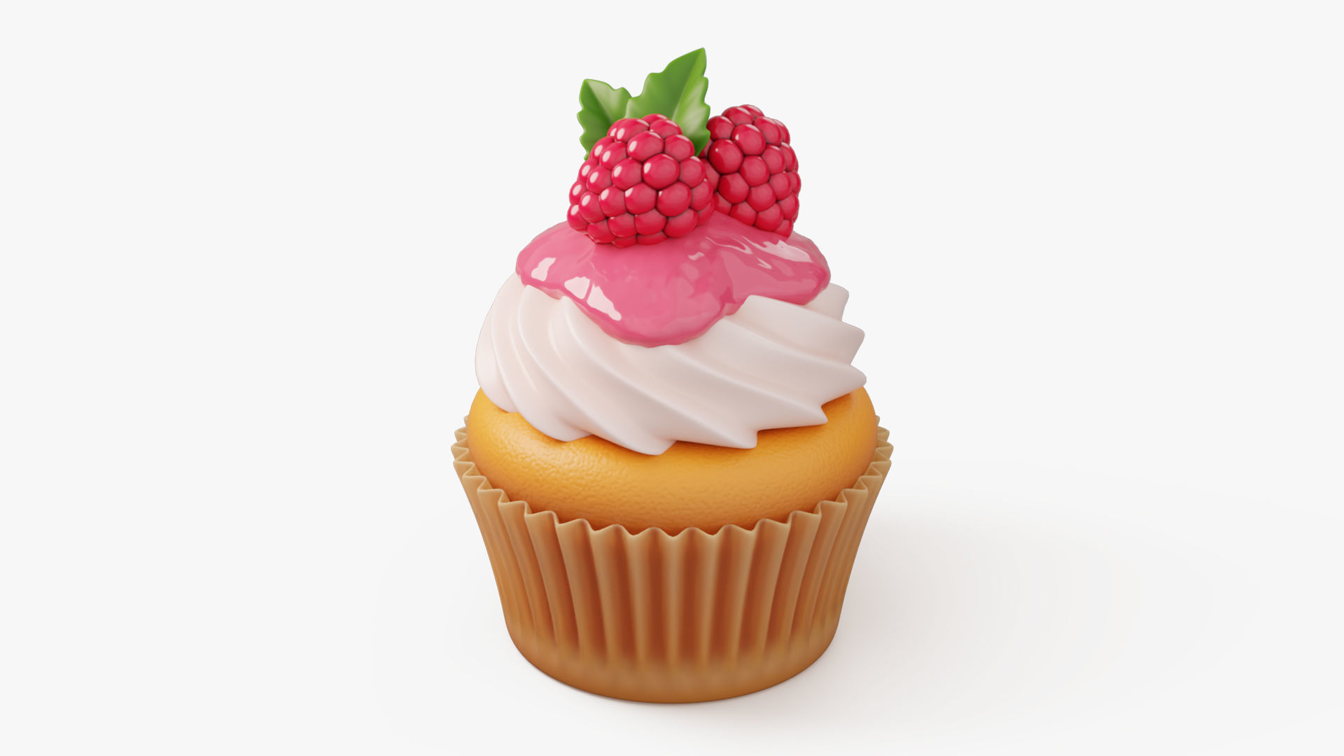 Raspberry Cupcake with Glaze 3D model_1