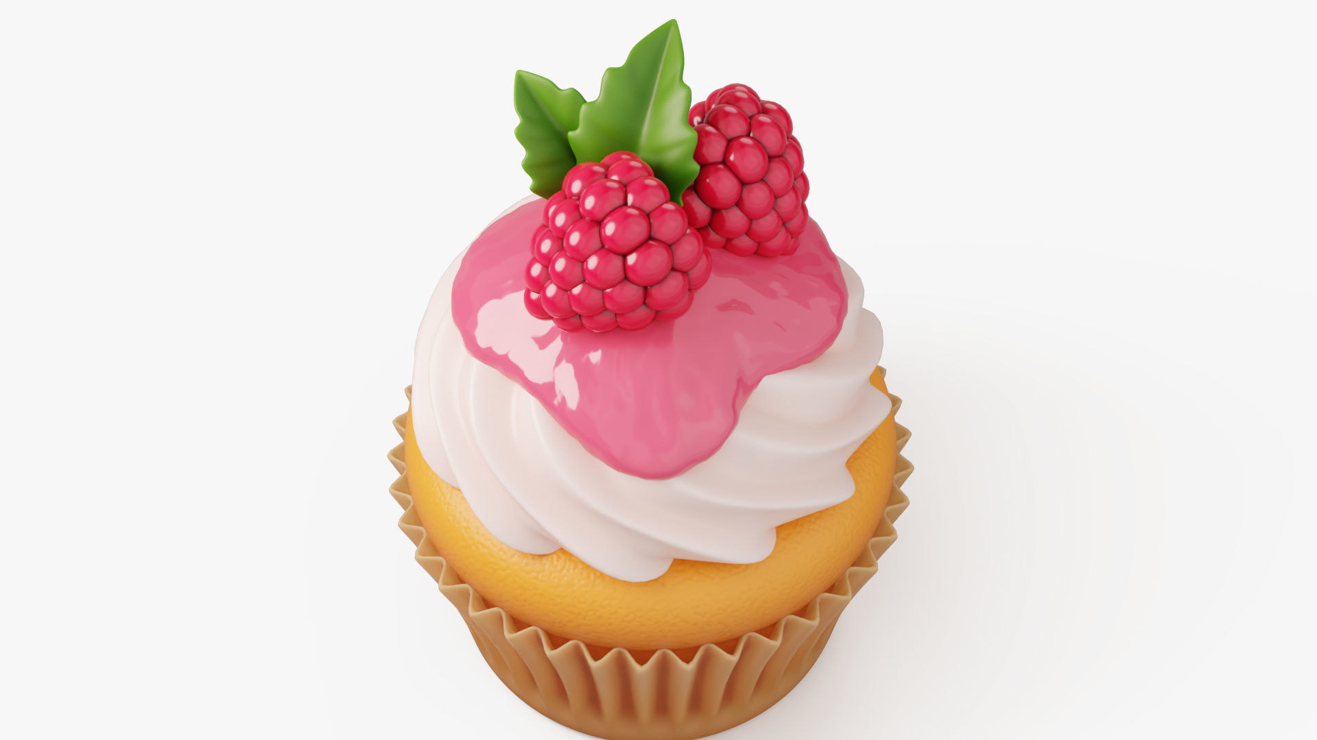 Raspberry Cupcake with Glaze 3D model_3