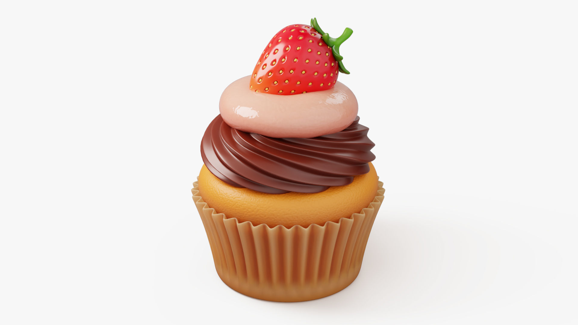Strawberry Chocolate Cupcake 3D model_1