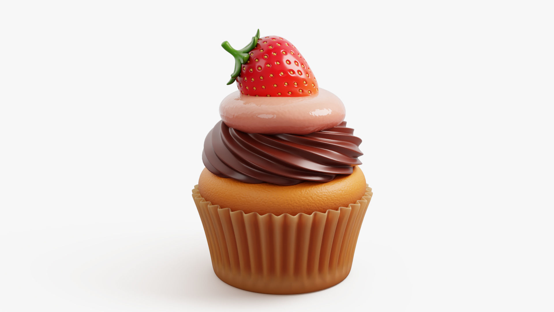 Strawberry Chocolate Cupcake 3D model_5