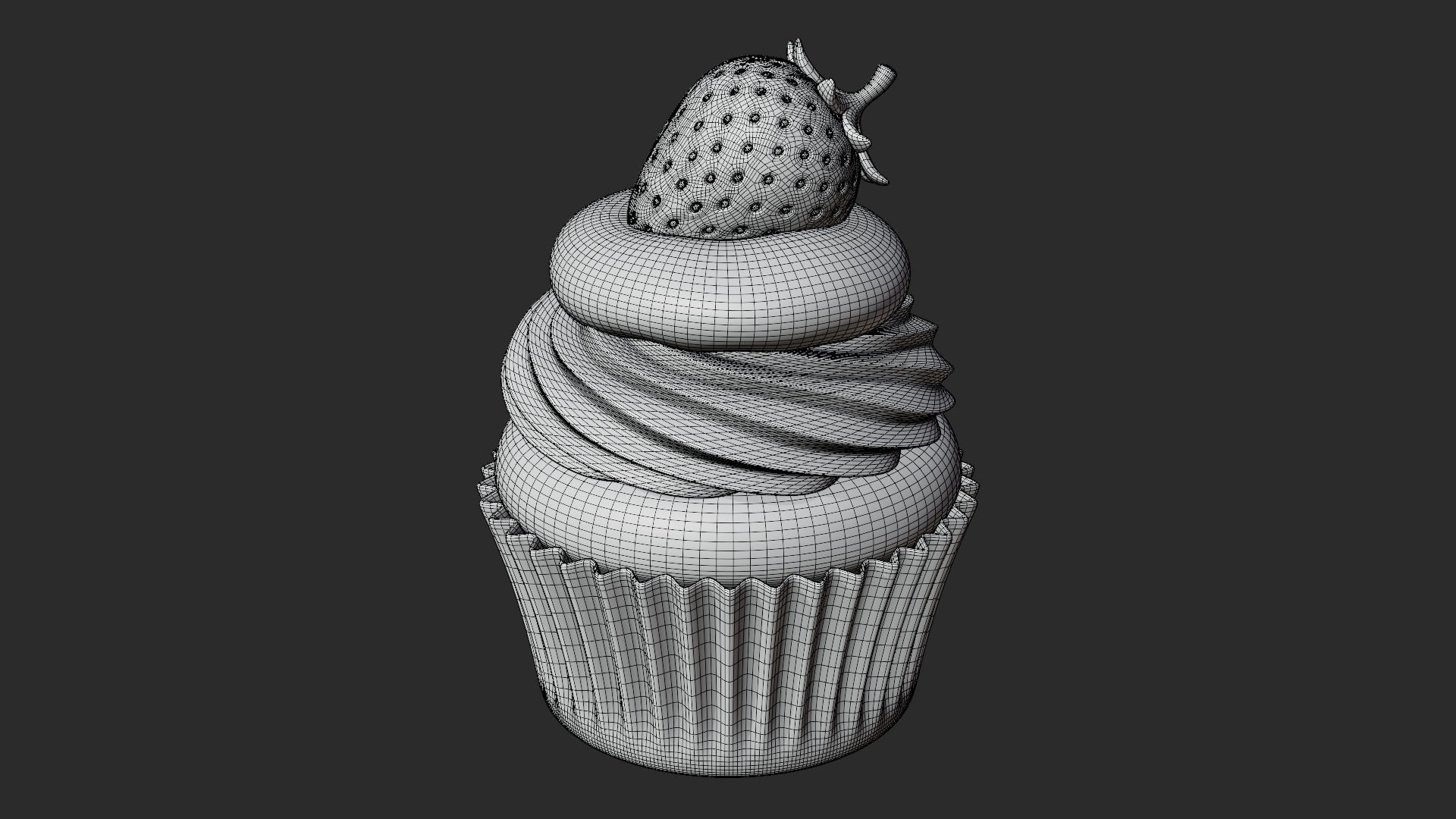 Strawberry Chocolate Cupcake 3D model_6