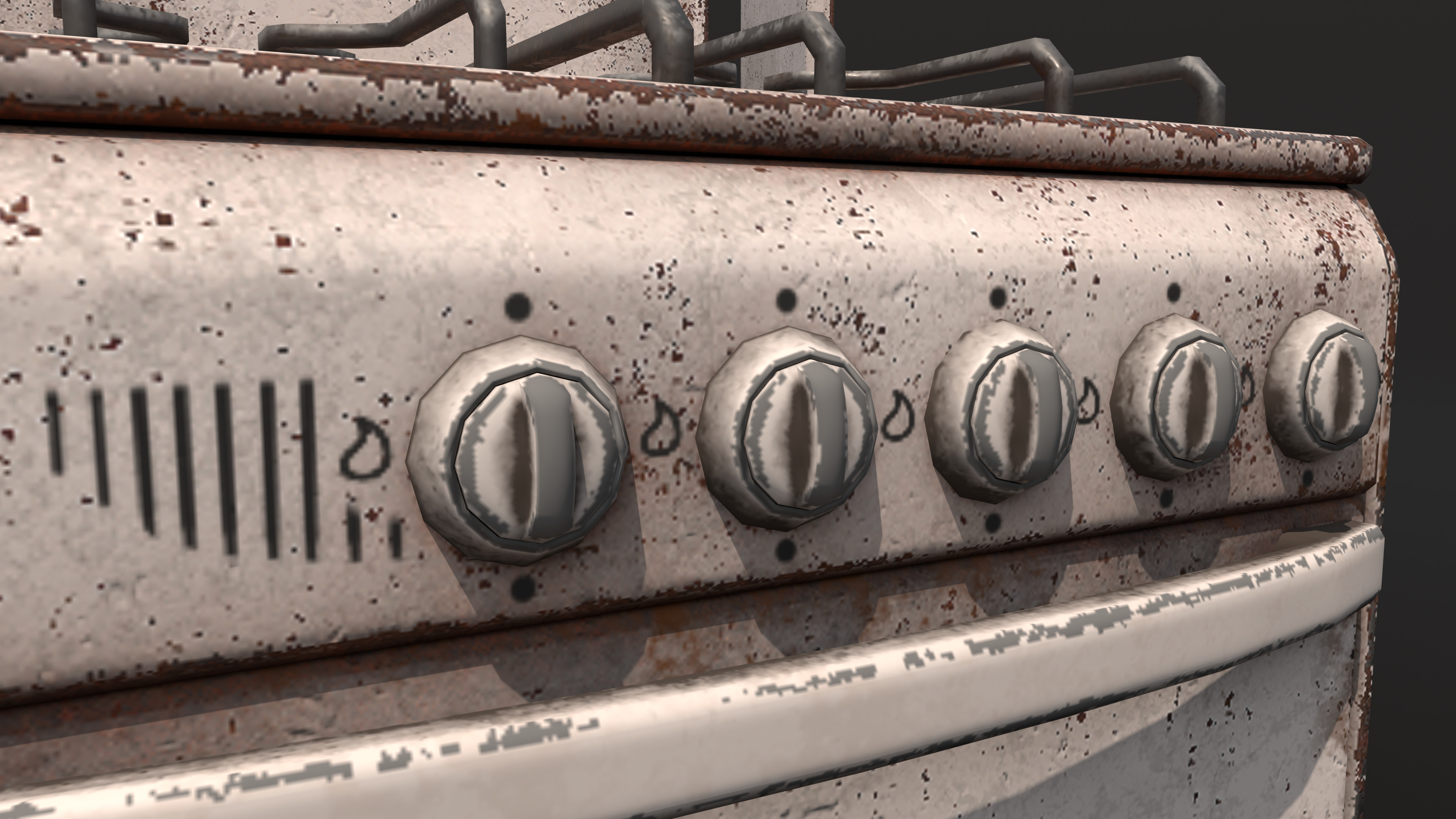 Old oven Low-poly 3D model_6