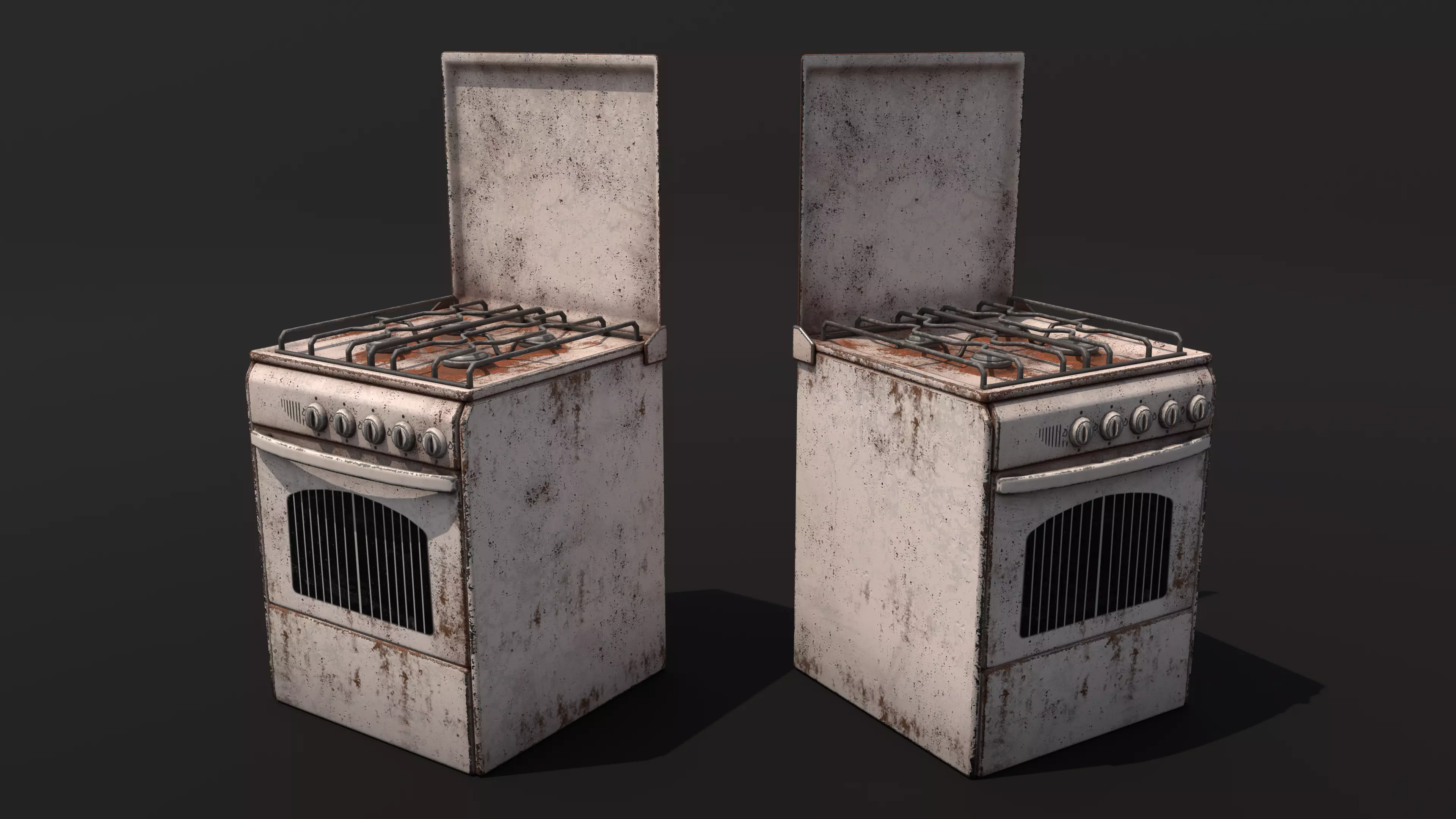 Old oven Low-poly 3D model_0