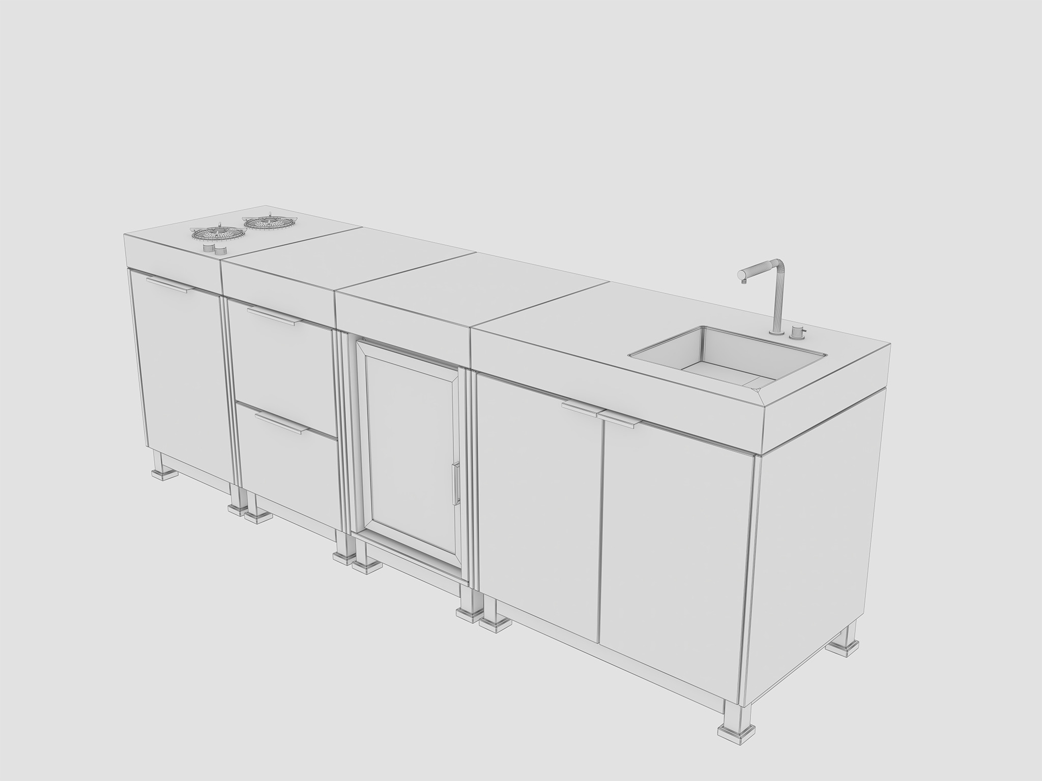 Modern Outdoor Kitchen 02 3D model_12