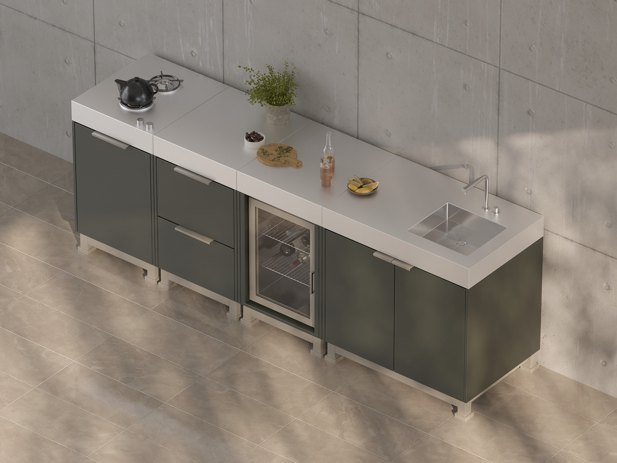 Modern Outdoor Kitchen 02 3D model_6