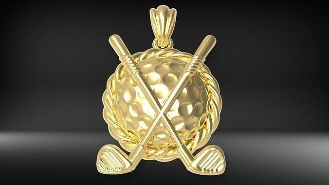 Golf Ball Clubs Round Rope Frame Golf Jewelry Pendant 3D print model