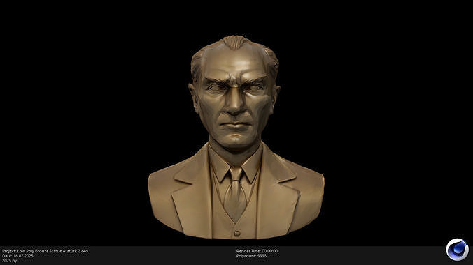 Low Poly Bronze Statue Ataturk 2 Low-poly 3D model