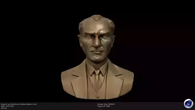 Low Poly Bronze Statue Ataturk 2