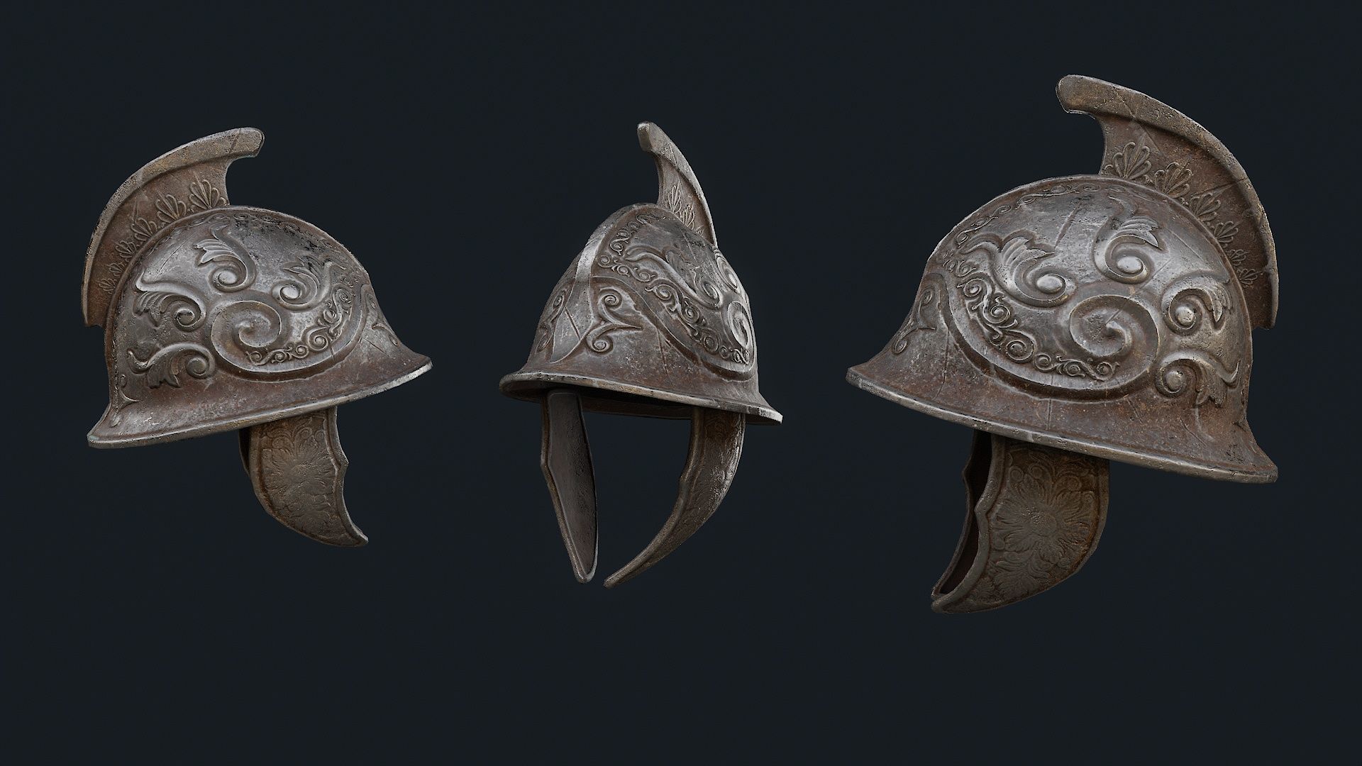 Iron Helmet 2 Low-poly 3D model_5