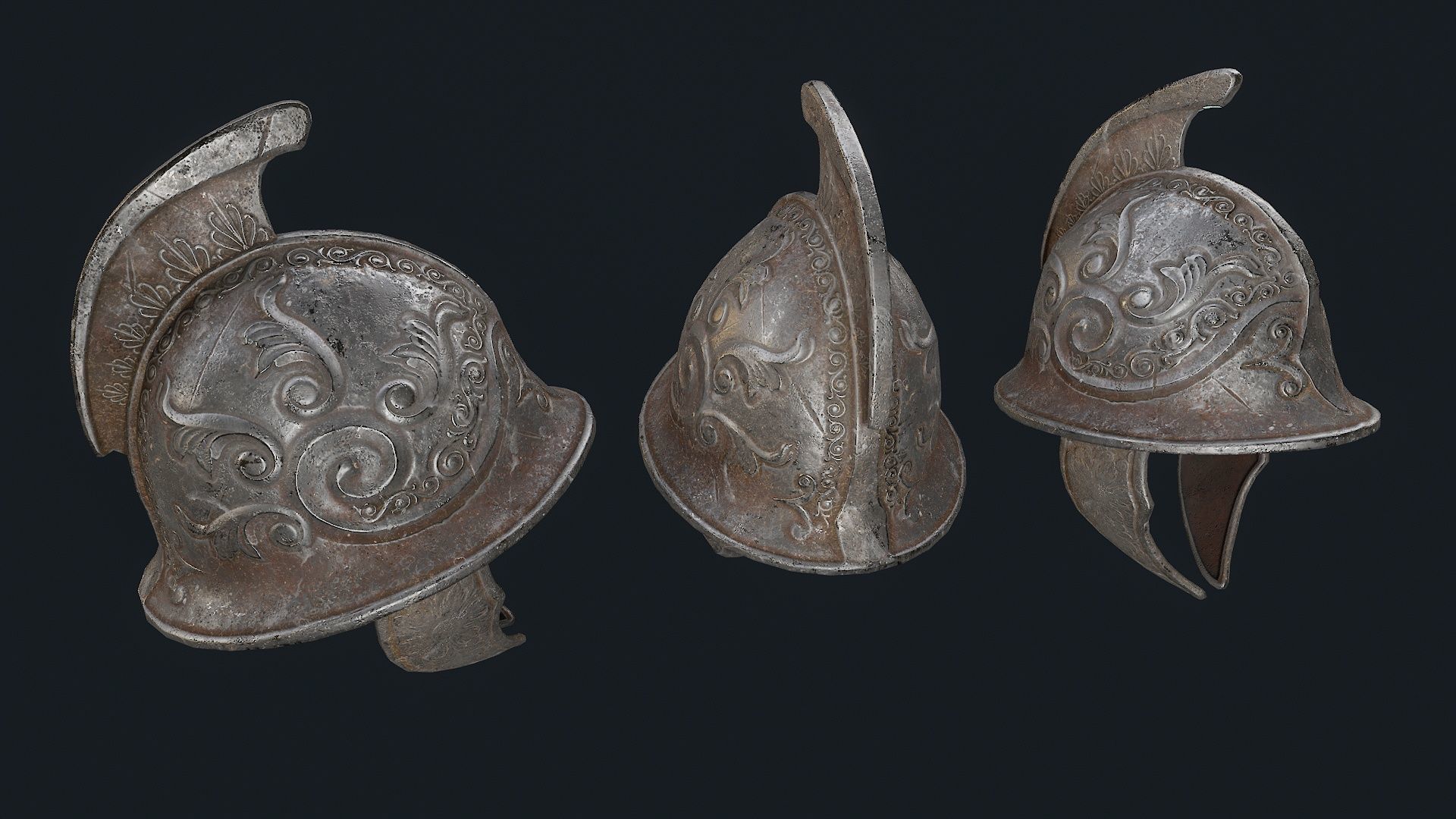 Iron Helmet 2 Low-poly 3D model_4