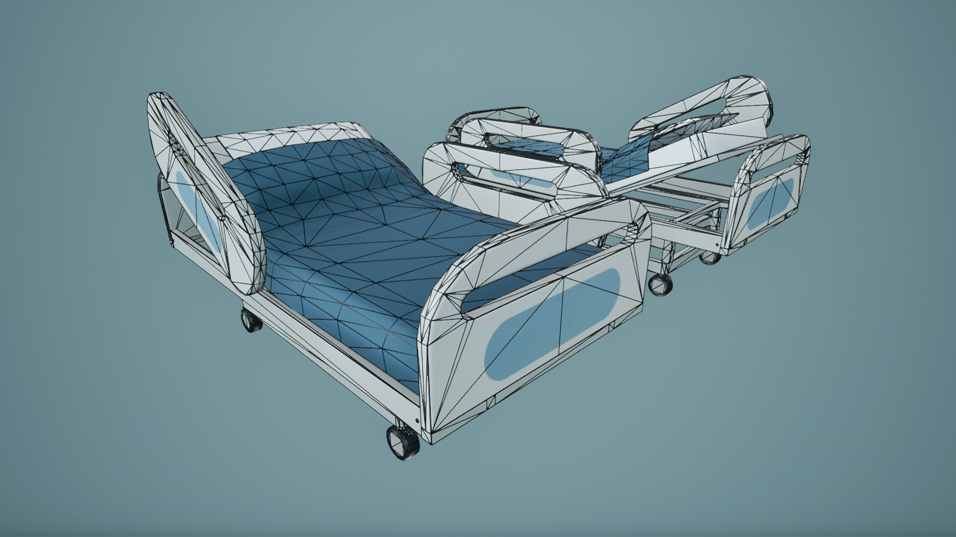 Hospital Bed Low-poly 3D model_5