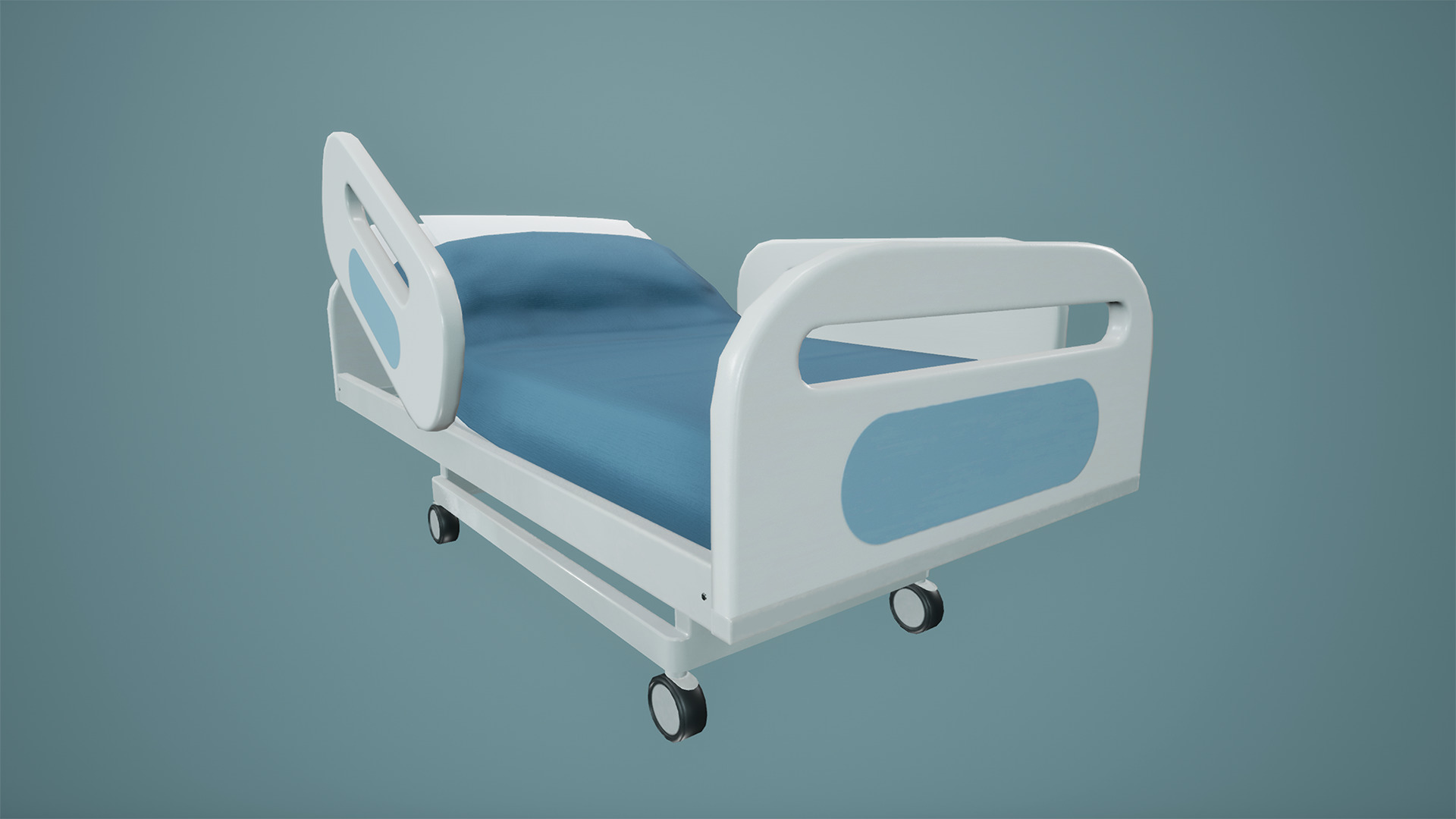 Hospital Bed Low-poly 3D model_2