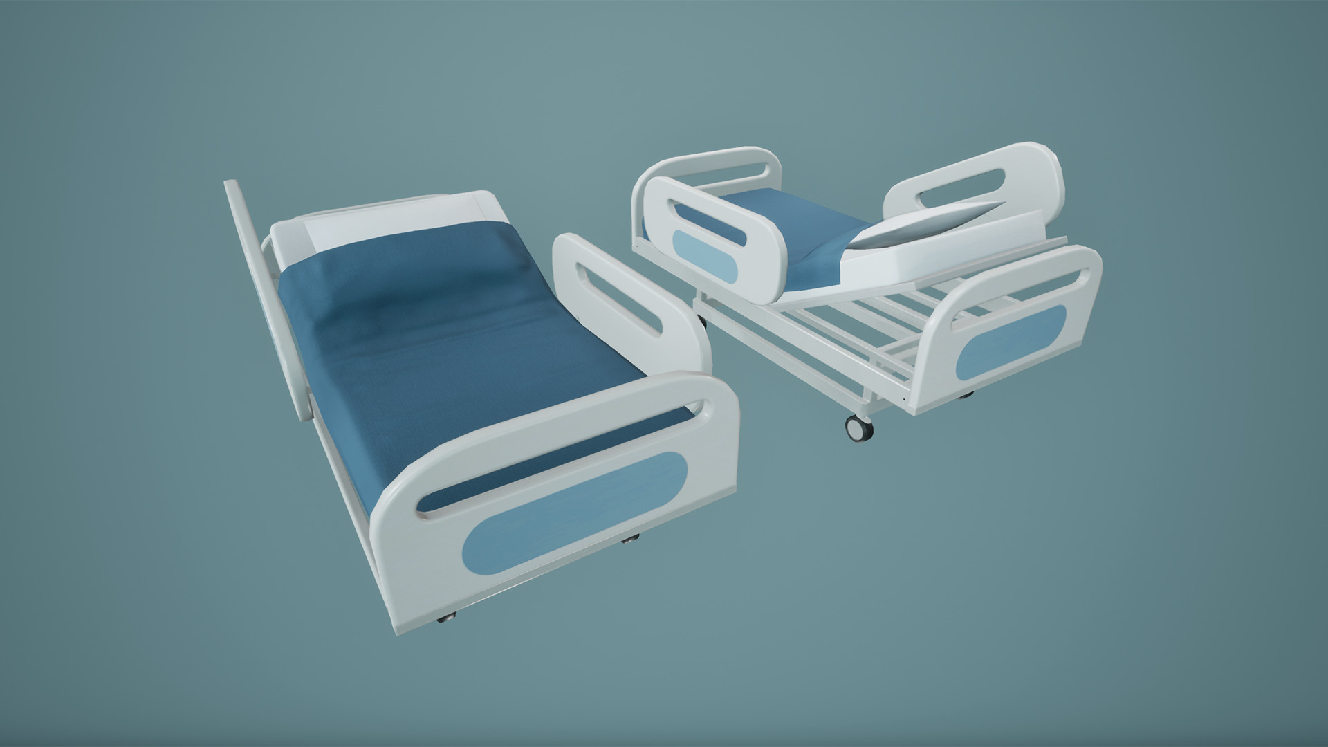 Hospital Bed Low-poly 3D model_6
