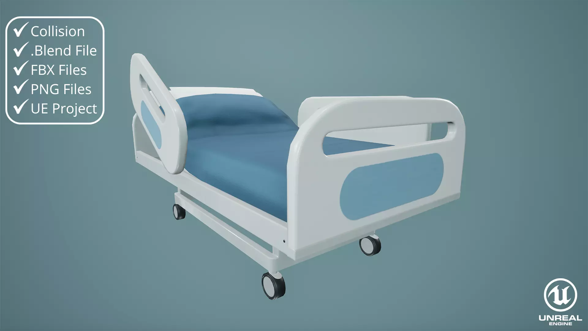 Hospital Bed Low-poly 3D model_0