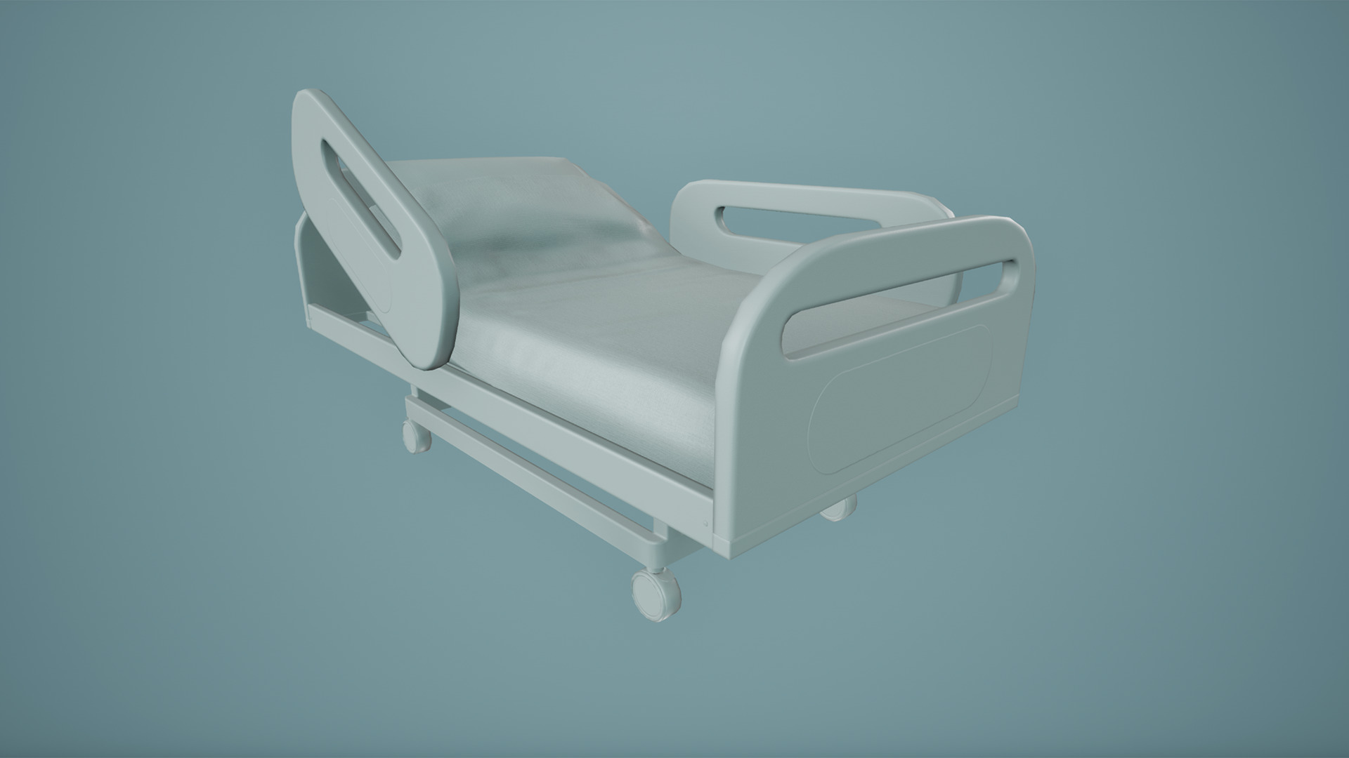 Hospital Bed Low-poly 3D model_4