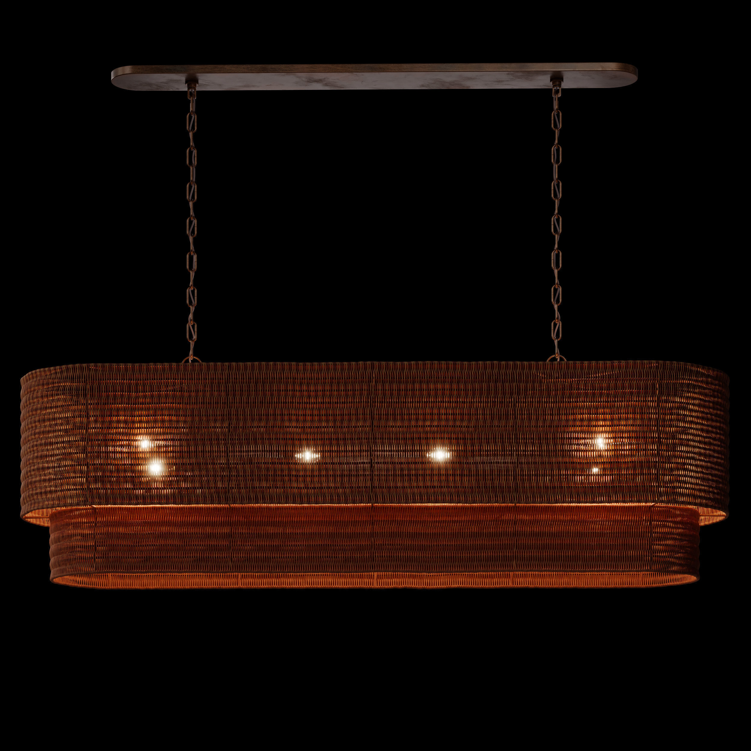 Paloma Linear Chandelier Rattan Light 3D model_2