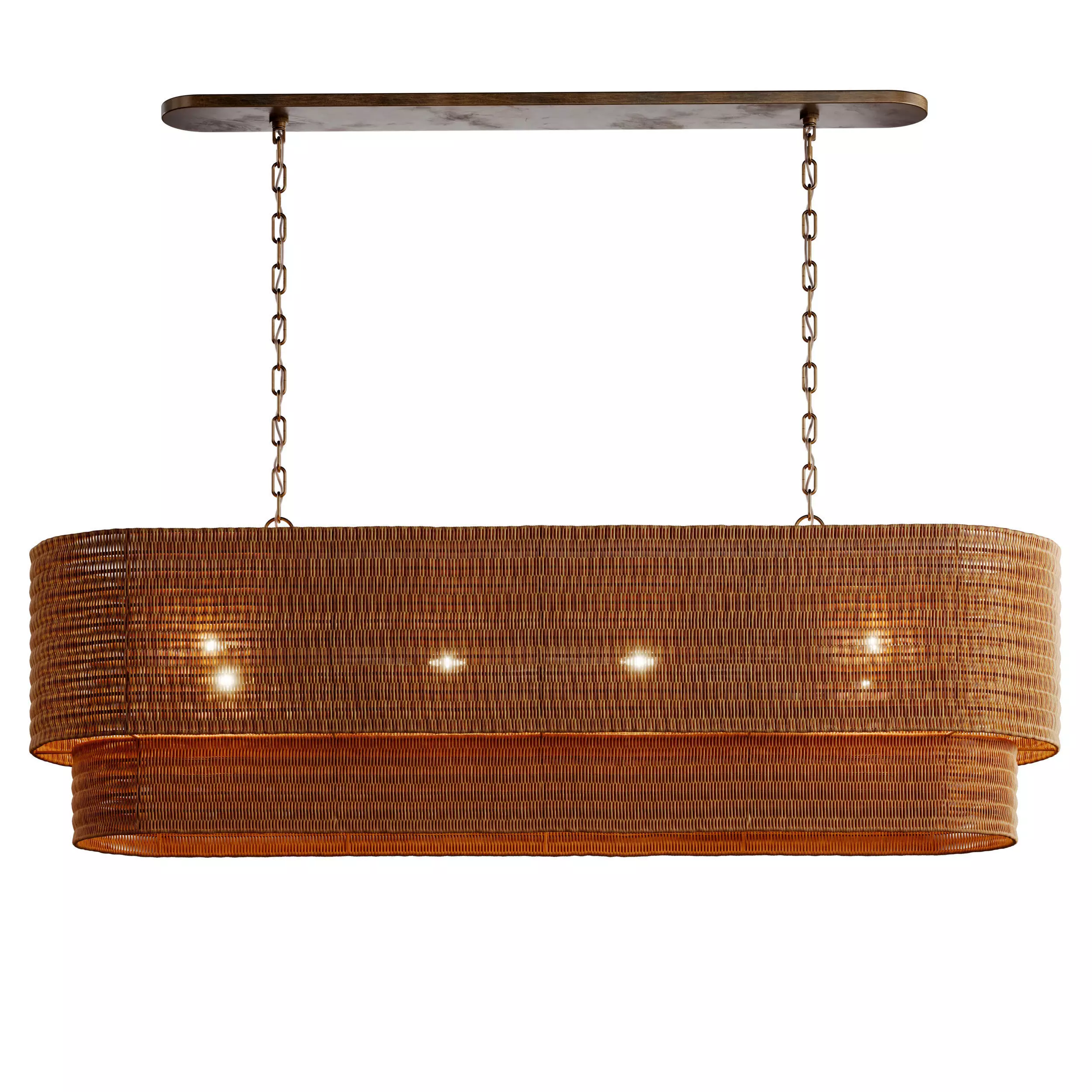Paloma Linear Chandelier Rattan Light 3D model_0