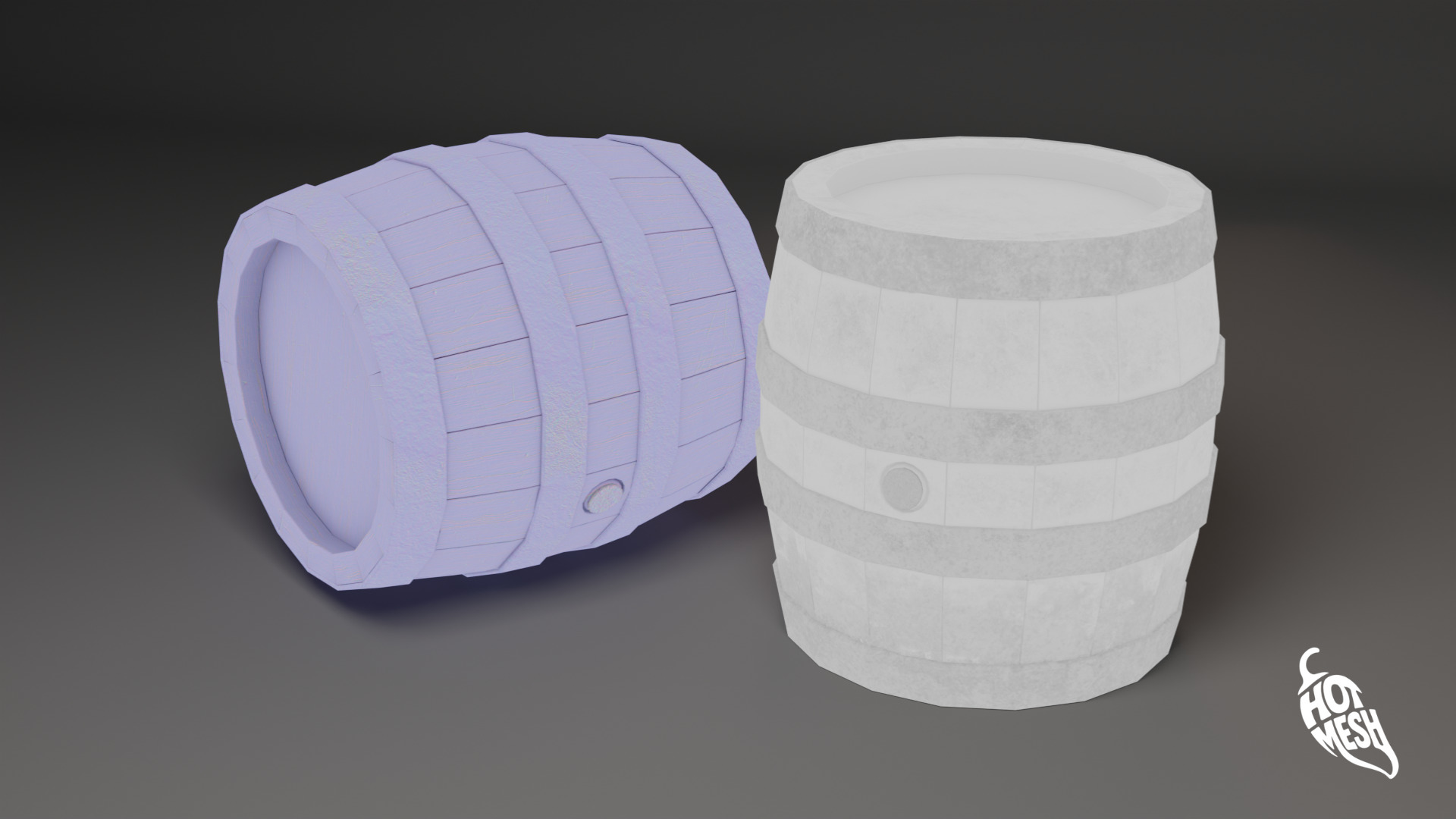LOW POLY MEDIEVAL WINE BARREL Low-poly 3D model_6