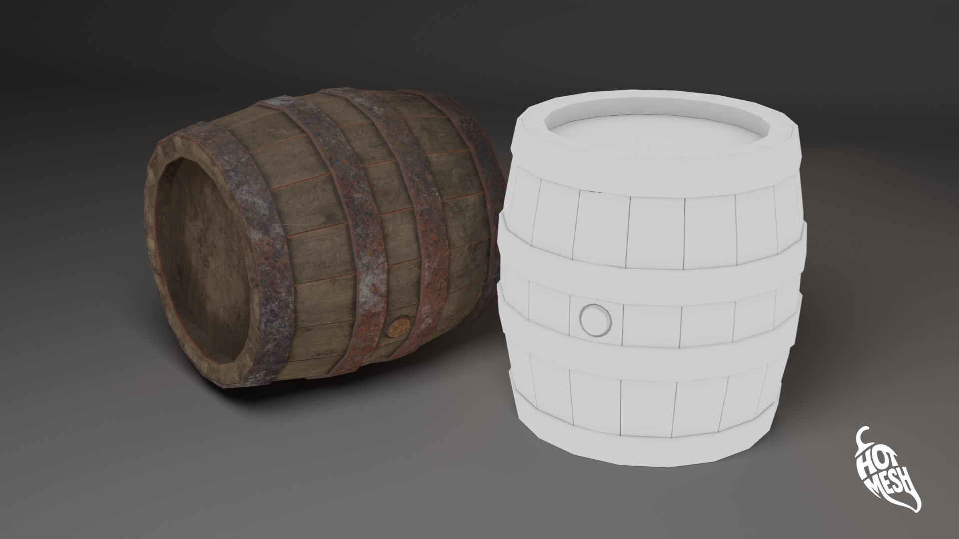 LOW POLY MEDIEVAL WINE BARREL Low-poly 3D model_5