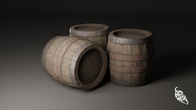 LOW POLY MEDIEVAL WINE BARREL Low-poly 3D model