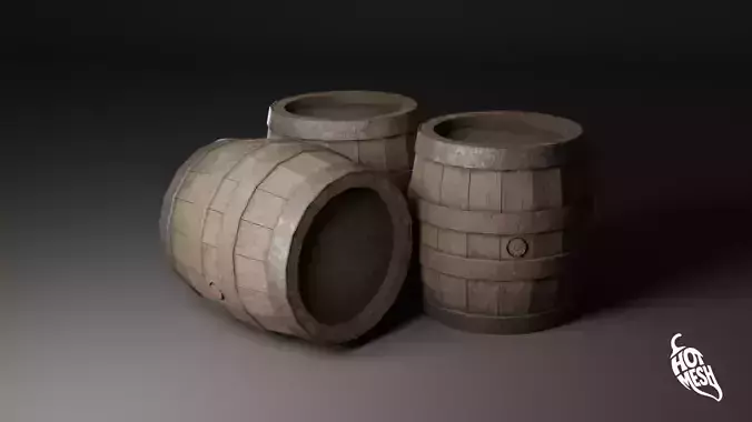 LOW POLY MEDIEVAL WINE BARREL