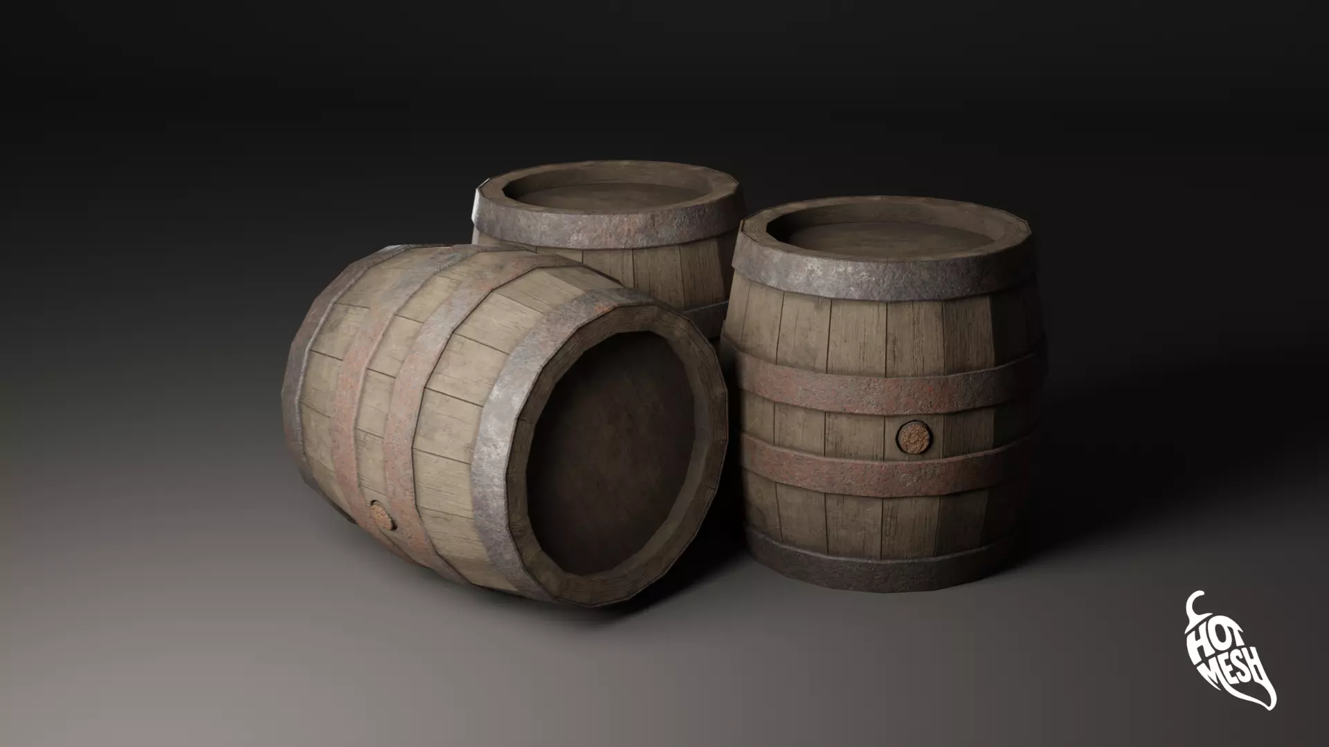 LOW POLY MEDIEVAL WINE BARREL Low-poly 3D model_0