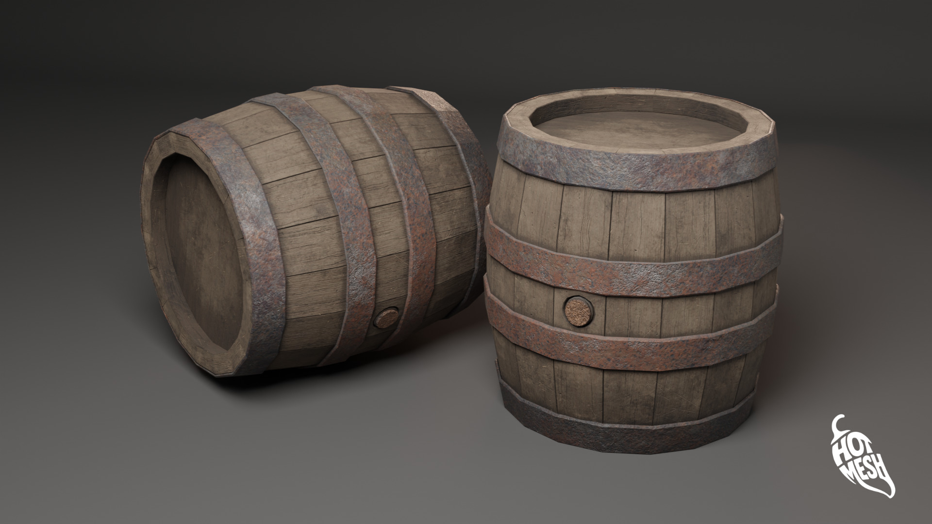 LOW POLY MEDIEVAL WINE BARREL Low-poly 3D model_2