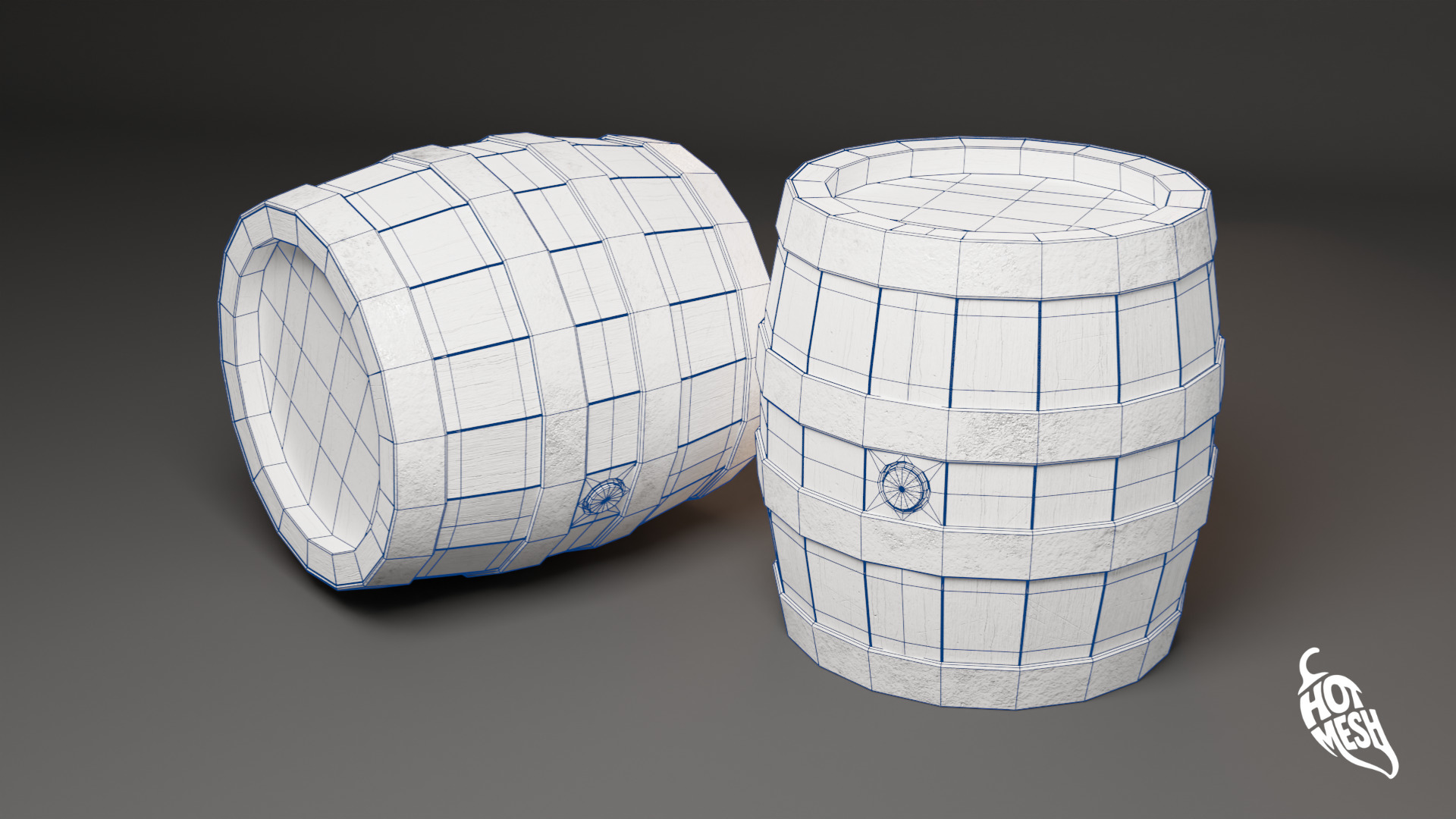 LOW POLY MEDIEVAL WINE BARREL Low-poly 3D model_4
