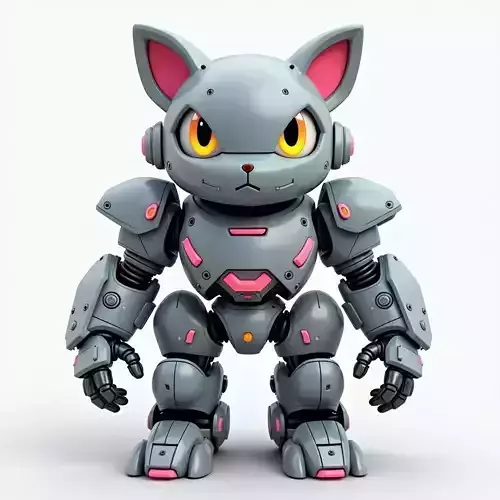 Cute Yet Powerful Robot Cat 3D Model Free low-poly 3D model