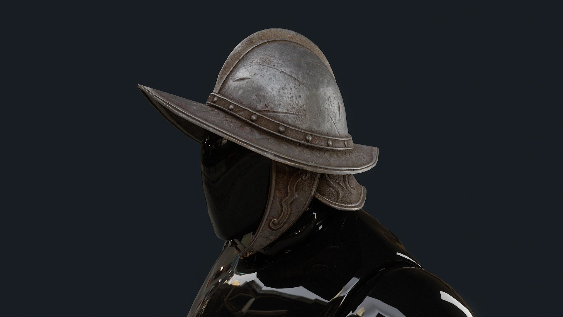 Iron Helmet 3 Low-poly 3D model_1