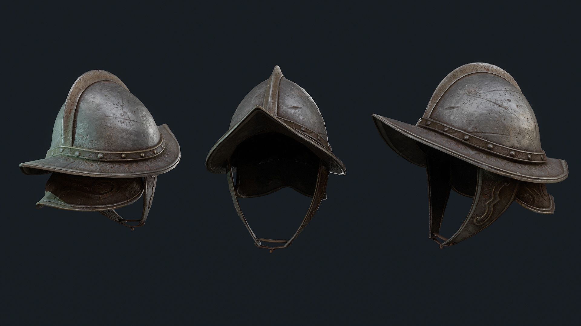 Iron Helmet 3 Low-poly 3D model_2