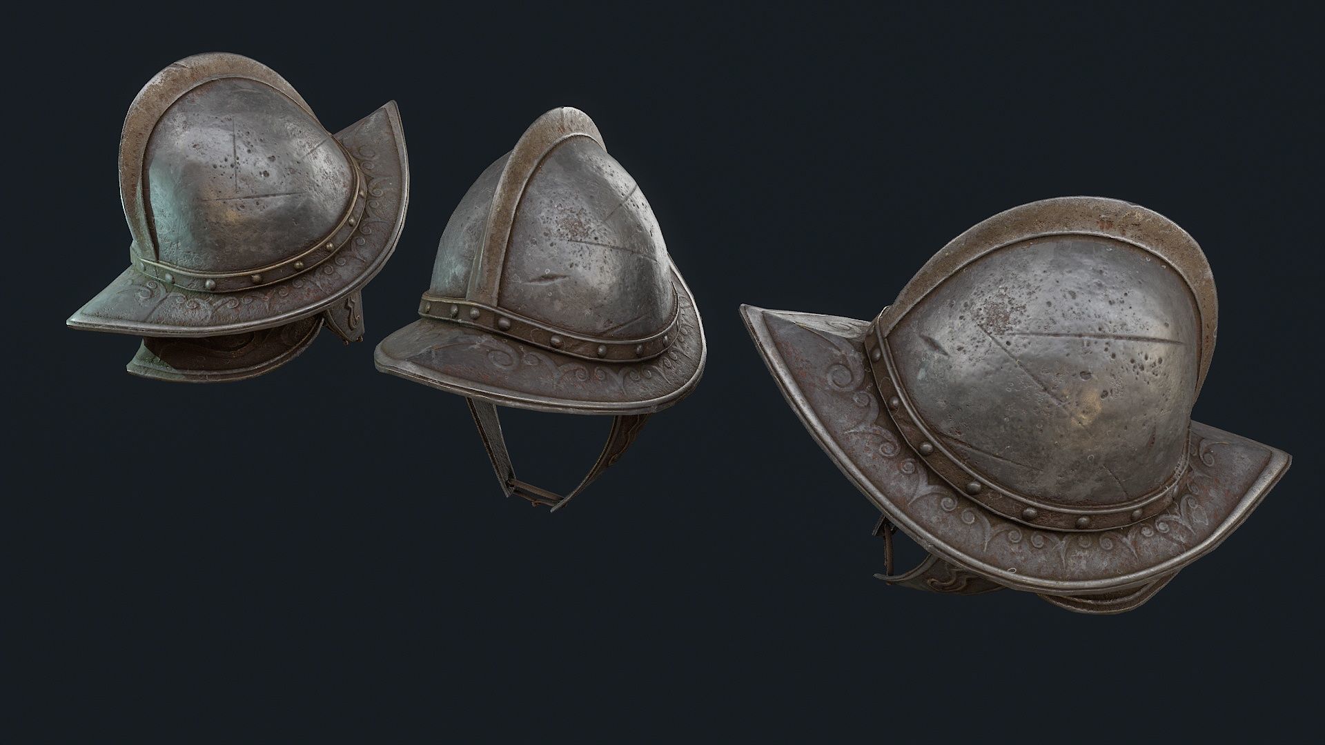 Iron Helmet 3 Low-poly 3D model_3