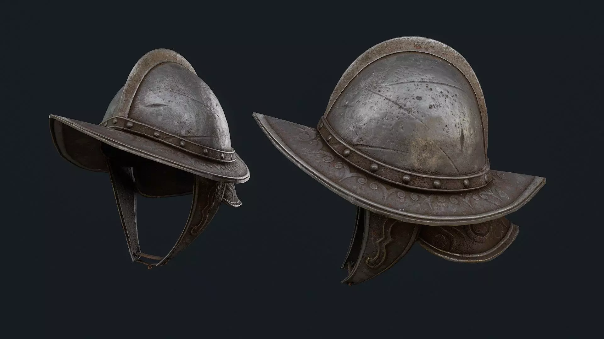 Iron Helmet 3 Low-poly 3D model_0