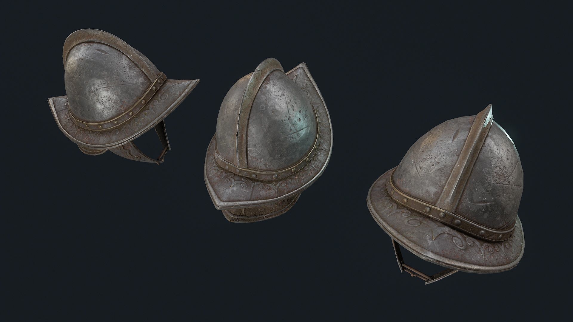 Iron Helmet 3 Low-poly 3D model_5