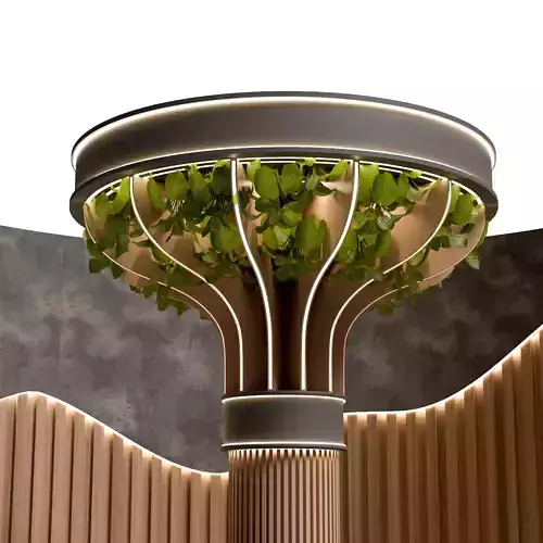 Modern Circular  Futuristic Seating Booth with Greenery Column