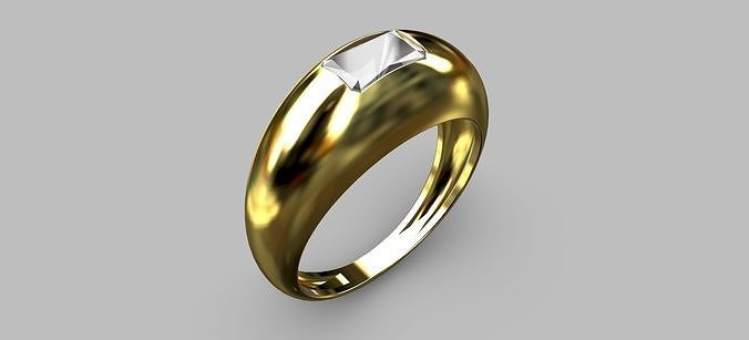 Pinky Ring Gemstone 5 41x3 61x2 32mm 3D print model
