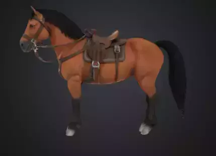 Low Poly Horse with Saddle 3D Model for Mobile Games and AR 3D model