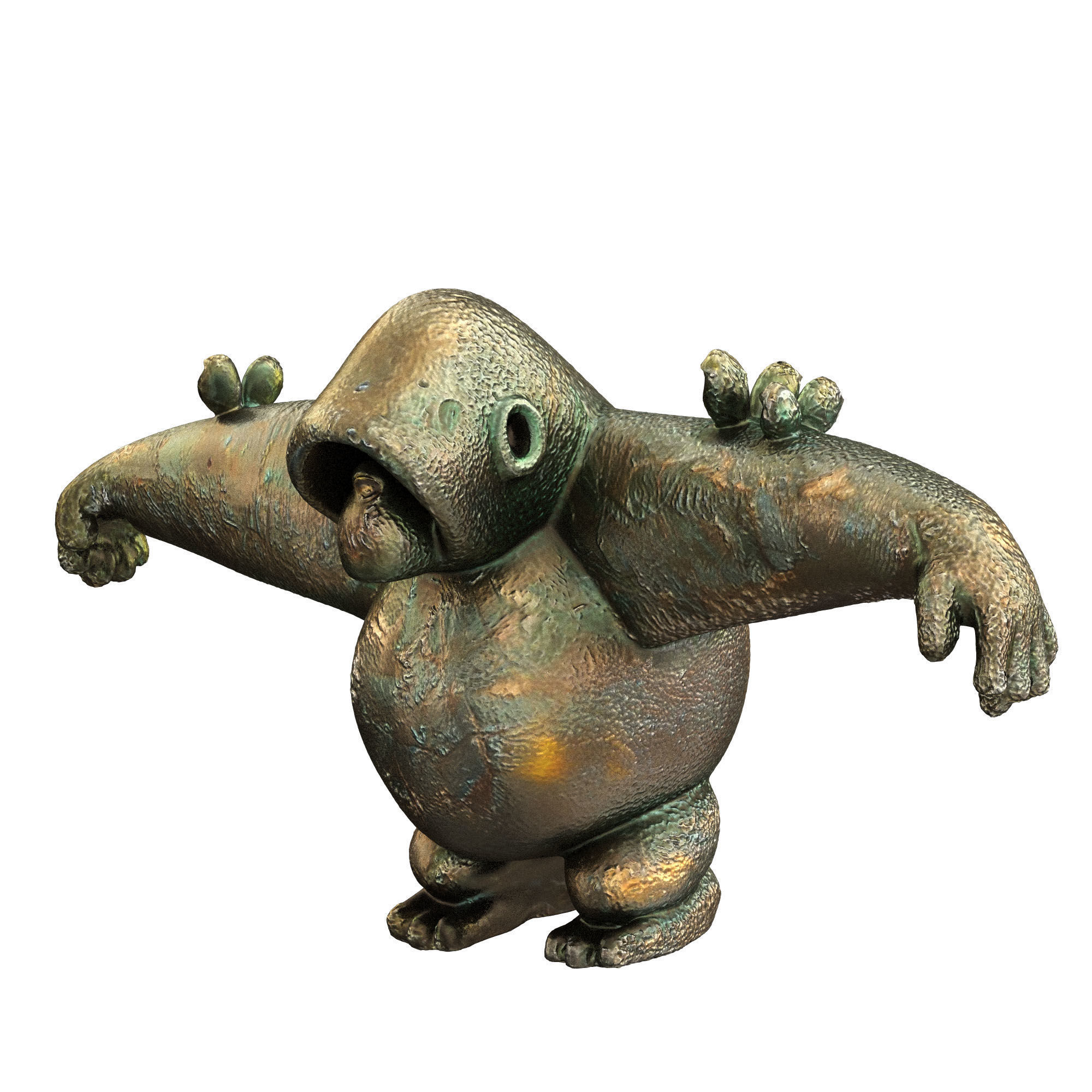 The Protector broze sculpture 3D model_2