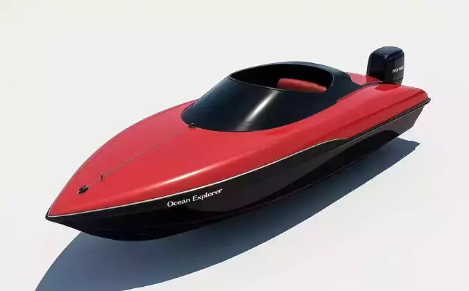 Sleek Red and Black Speedboat Low-poly 3D model